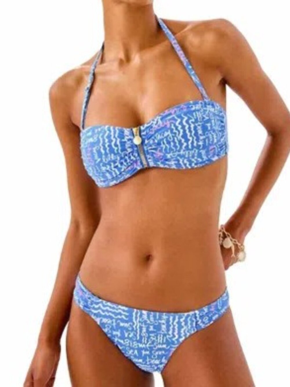 💙👙Lilly Pulitzer Bikini Swimsuit Set Women's SZ 6 Sunwashed Blue Seacrets NWOT - Picture 1 of 8